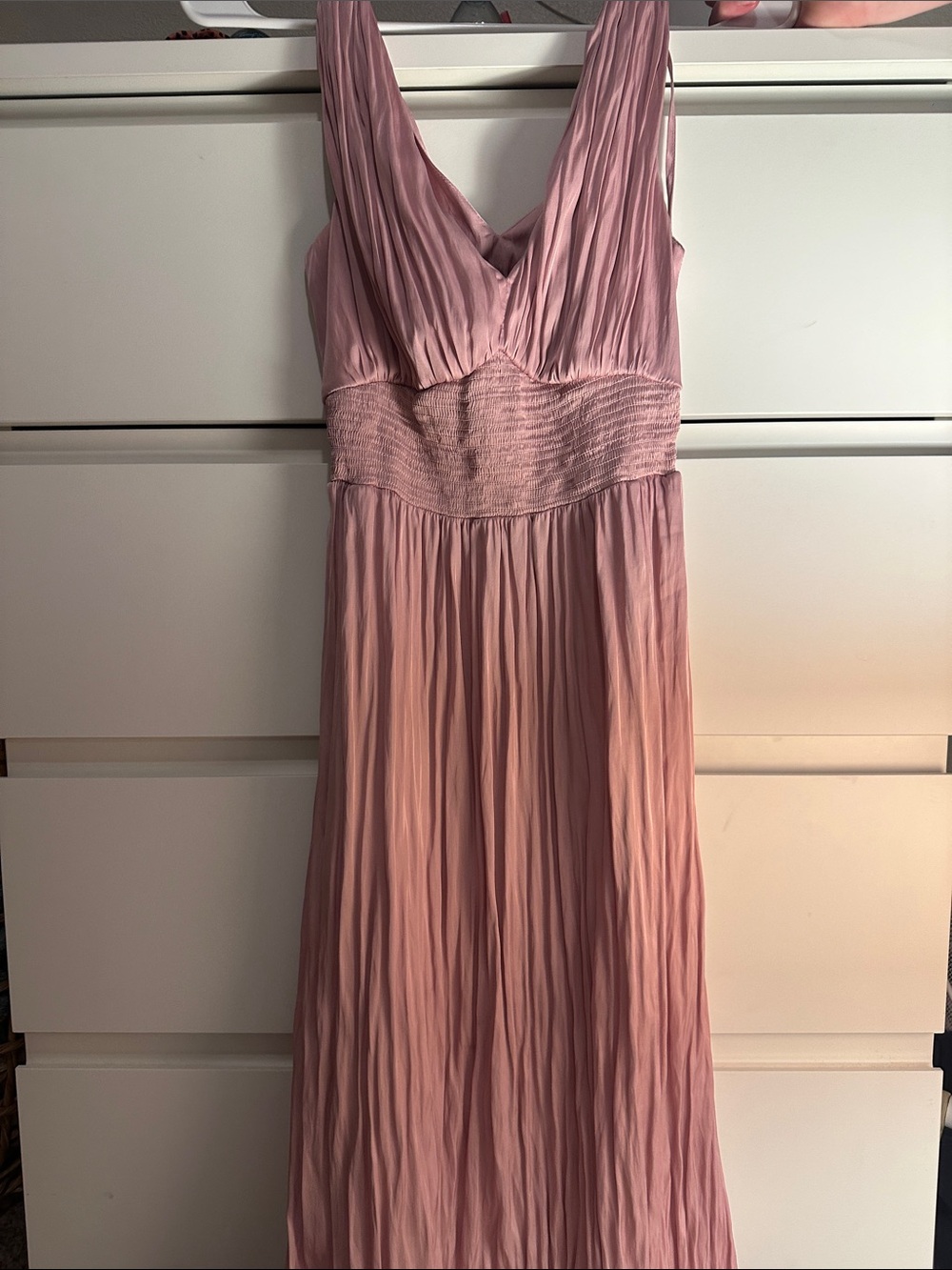 Old Navy Dusty Rose V-Neck Pleated Maxi Dress
